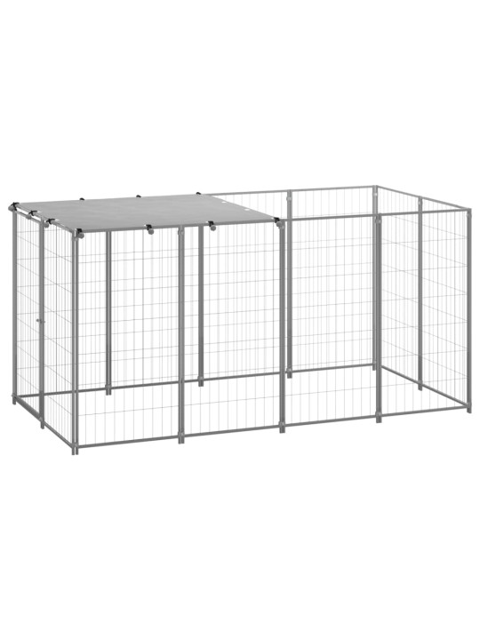 Suņu voljērs, sudraba krāsa, 2,42 m², tērauds
