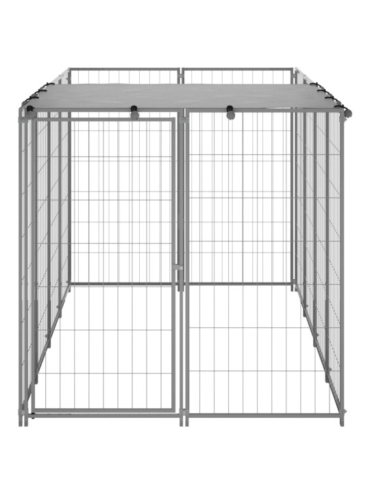 Suņu voljērs, sudraba krāsa, 2,42 m², tērauds