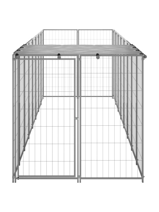 Suņu voljērs, sudraba krāsa, 4,84 m², tērauds