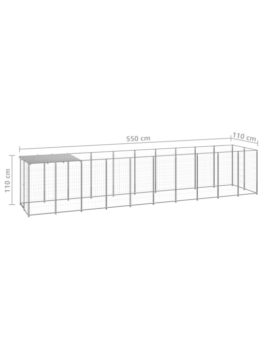 Suņu voljērs, sudraba krāsa, 6,05 m², tērauds