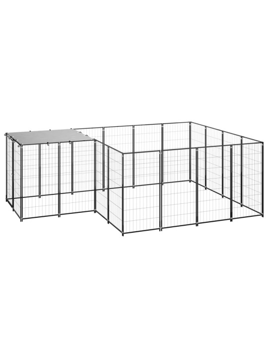 Suņu voljērs, melns, 6,05 m², tērauds