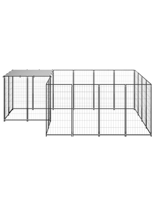 Suņu voljērs, melns, 6,05 m², tērauds