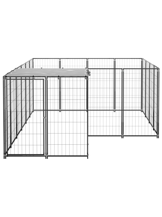 Suņu voljērs, melns, 6,05 m², tērauds