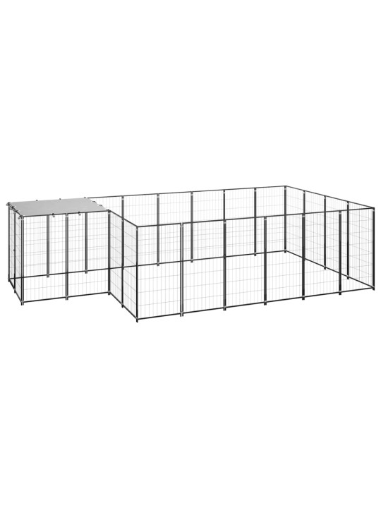 Suņu voljērs, melns, 8,47 m², tērauds