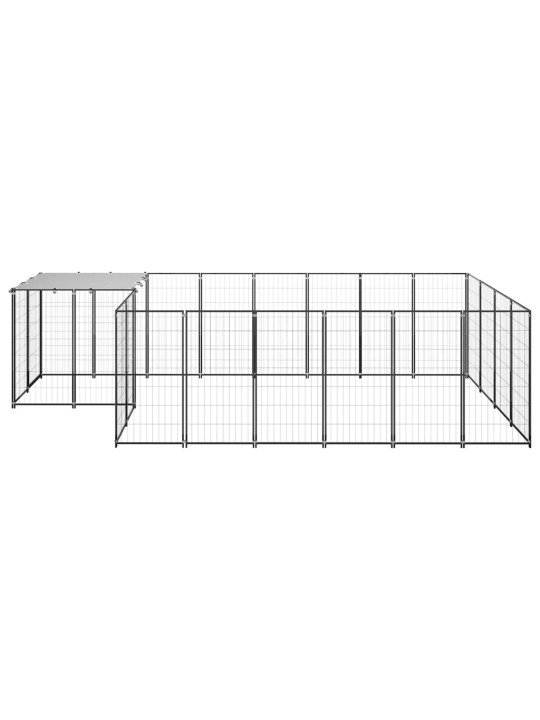Suņu voljērs, melns, 8,47 m², tērauds