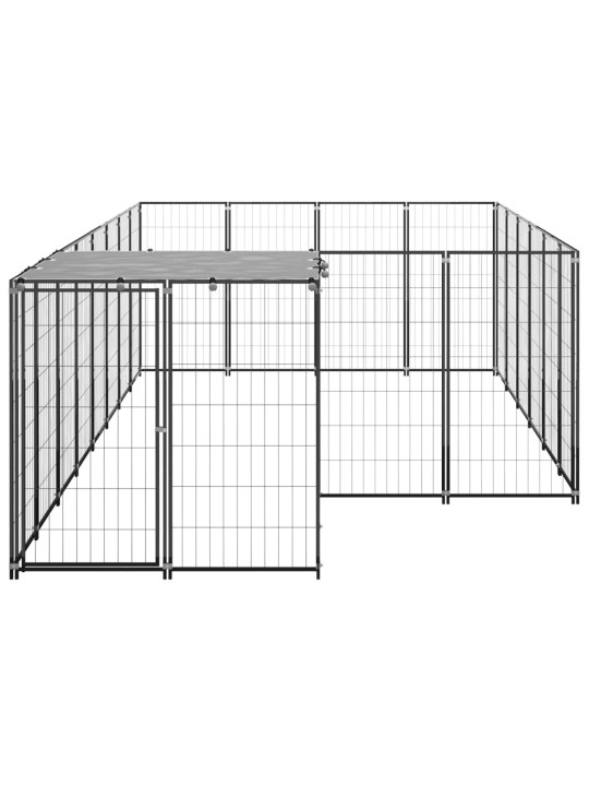 Suņu voljērs, melns, 8,47 m², tērauds