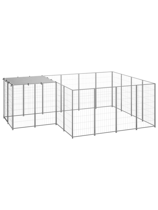Suņu voljērs, sudraba krāsa, 6,05 m², tērauds