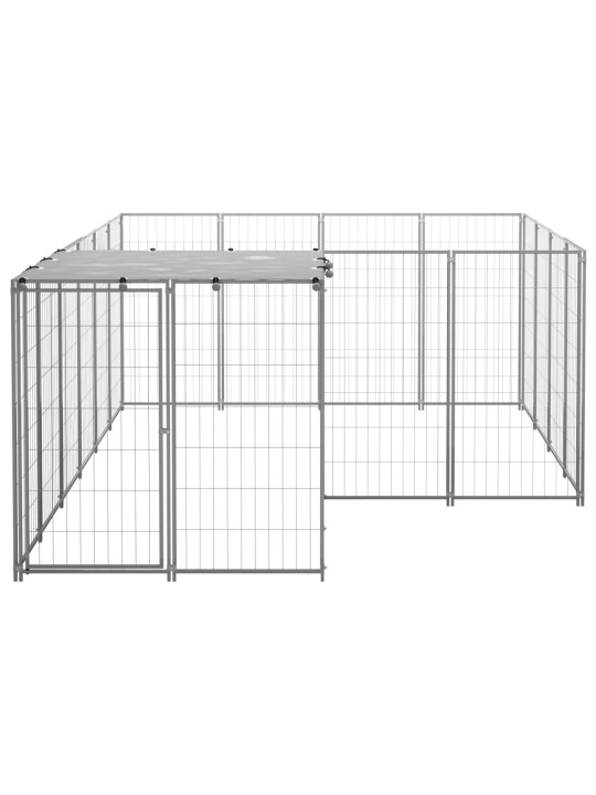 Suņu voljērs, sudraba krāsa, 6,05 m², tērauds