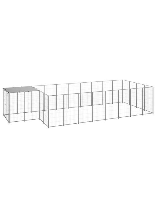 Suņu voljērs, sudraba krāsa, 10,89 m², tērauds