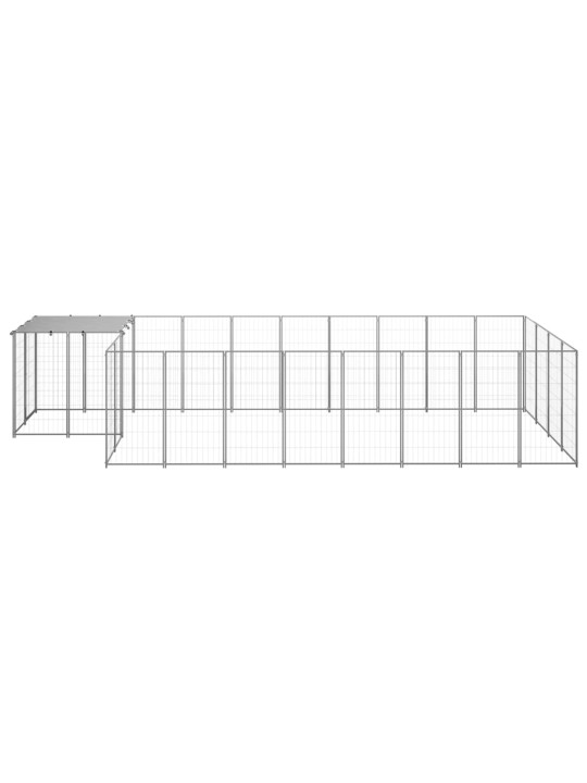 Suņu voljērs, sudraba krāsa, 10,89 m², tērauds