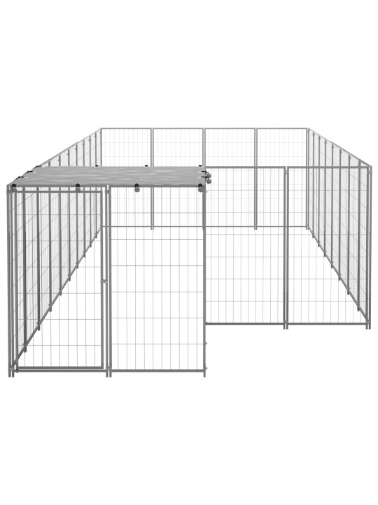 Suņu voljērs, sudraba krāsa, 10,89 m², tērauds