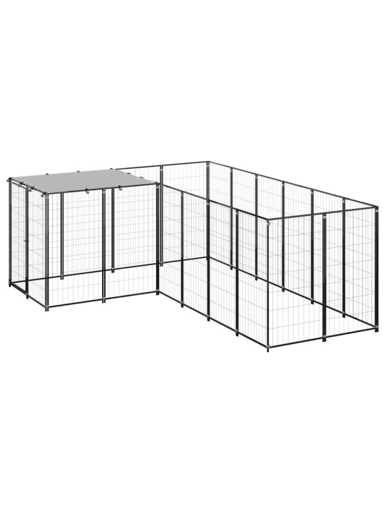 Suņu voljērs, melns, 4,84 m², tērauds