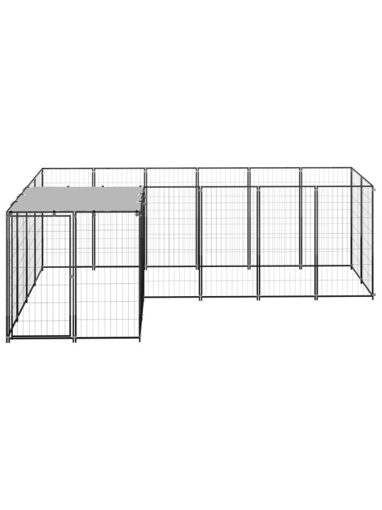 Suņu voljērs, melns, 4,84 m², tērauds
