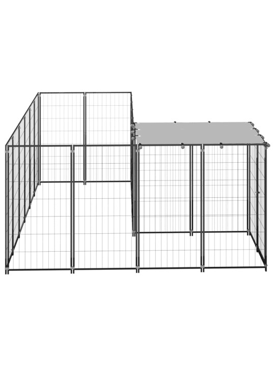 Suņu voljērs, melns, 4,84 m², tērauds