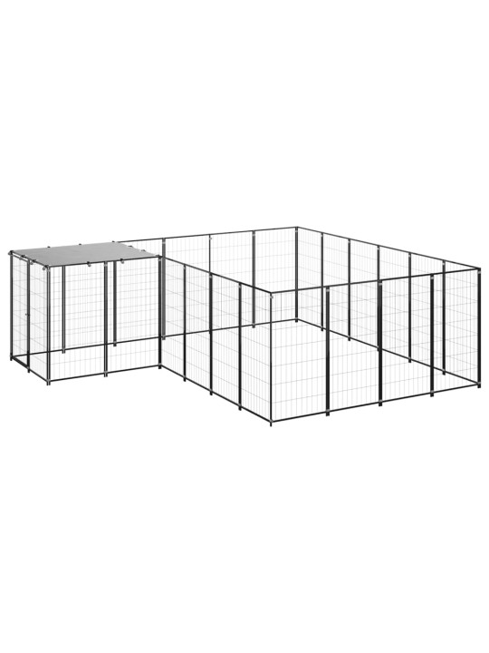 Suņu voljērs, melns, 8,47 m², tērauds