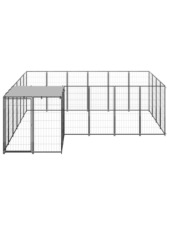 Suņu voljērs, melns, 8,47 m², tērauds
