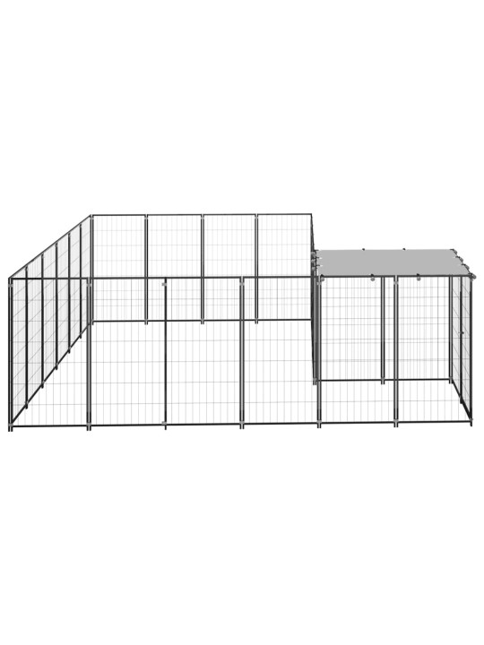 Suņu voljērs, melns, 8,47 m², tērauds