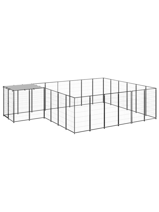Suņu voljērs, melns, 12,1 m², tērauds