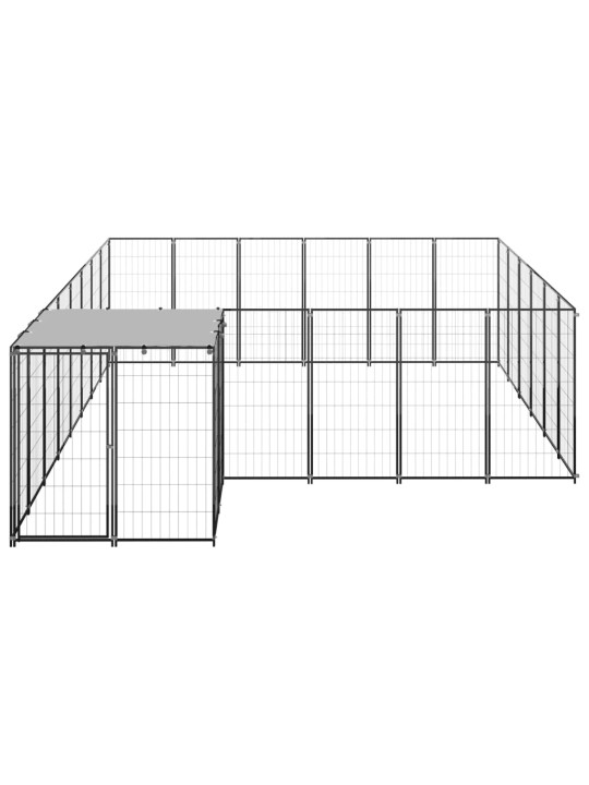 Suņu voljērs, melns, 12,1 m², tērauds