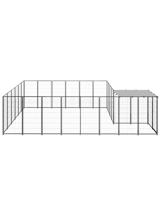 Suņu voljērs, melns, 12,1 m², tērauds