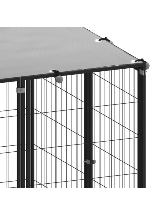Suņu voljērs, melns, 12,1 m², tērauds