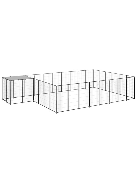 Suņu voljērs, 15,73 m², tērauds, melns