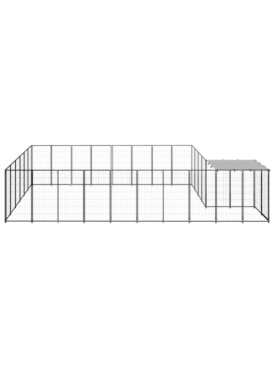 Suņu voljērs, 15,73 m², tērauds, melns