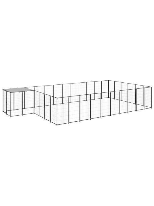 Suņu voljērs, 19,36 m², tērauds, melns