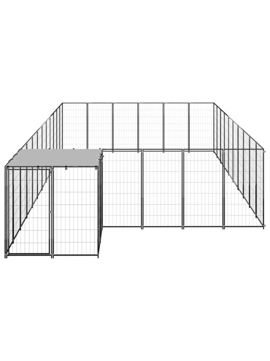 Suņu voljērs, 19,36 m², tērauds, melns