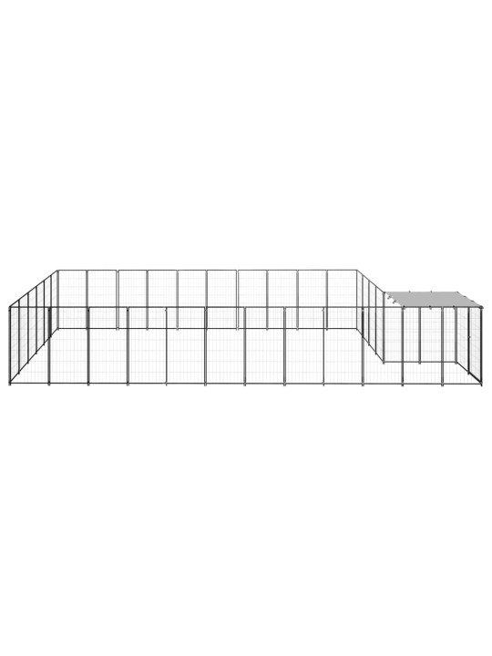 Suņu voljērs, 19,36 m², tērauds, melns