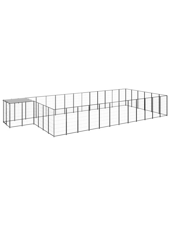 Suņu voljērs, 22,99 m², tērauds, melns