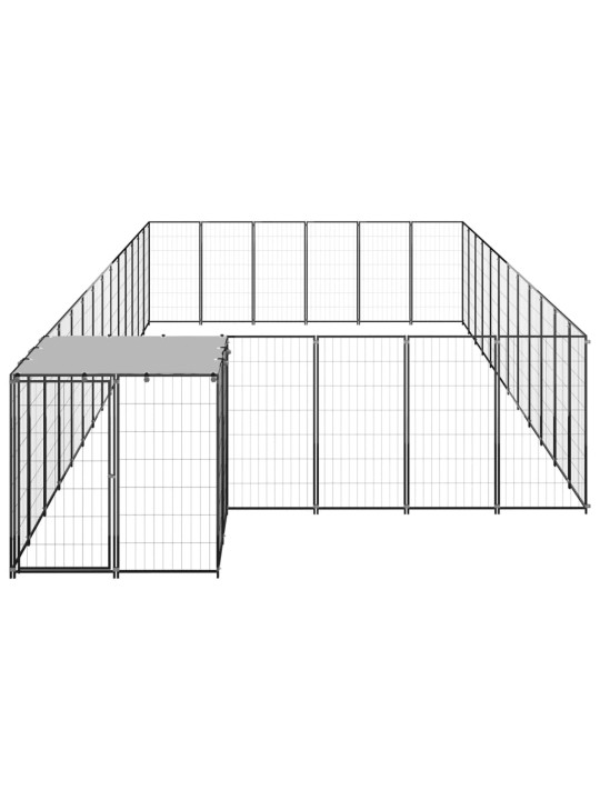 Suņu voljērs, 22,99 m², tērauds, melns