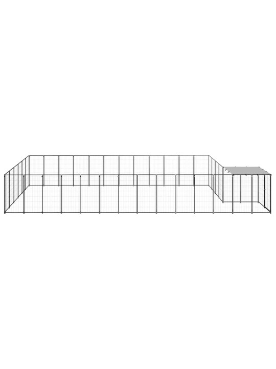 Suņu voljērs, 22,99 m², tērauds, melns