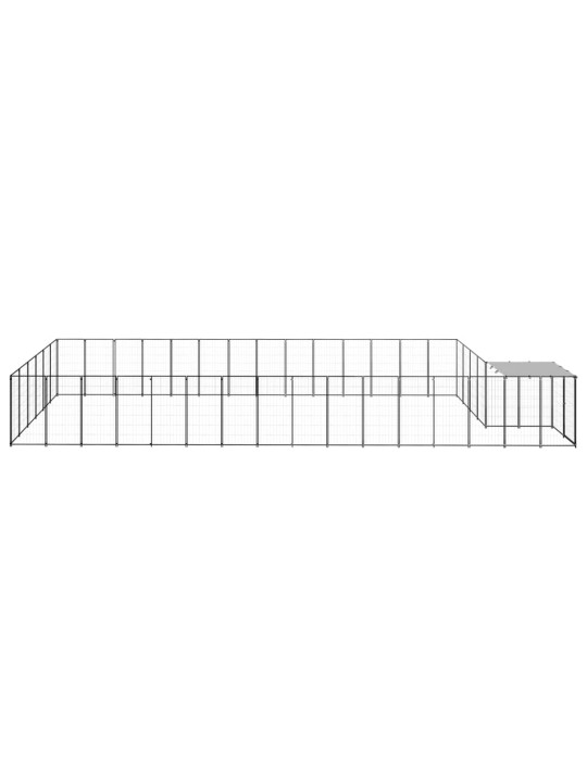 Suņu voljērs, 26,62 m², tērauds, melns