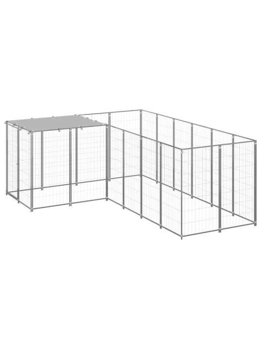 Suņu voljērs, sudraba krāsa, 4,84 m², tērauds