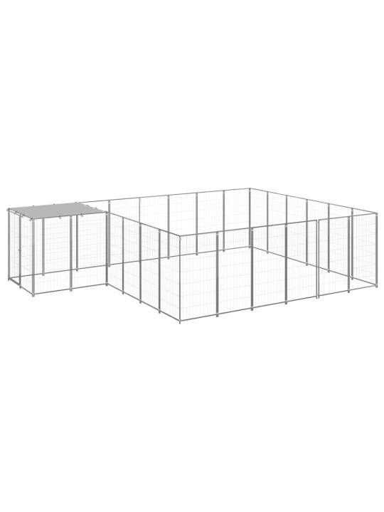 Suņu voljērs, 12,1 m², tērauds, sudraba krāsa
