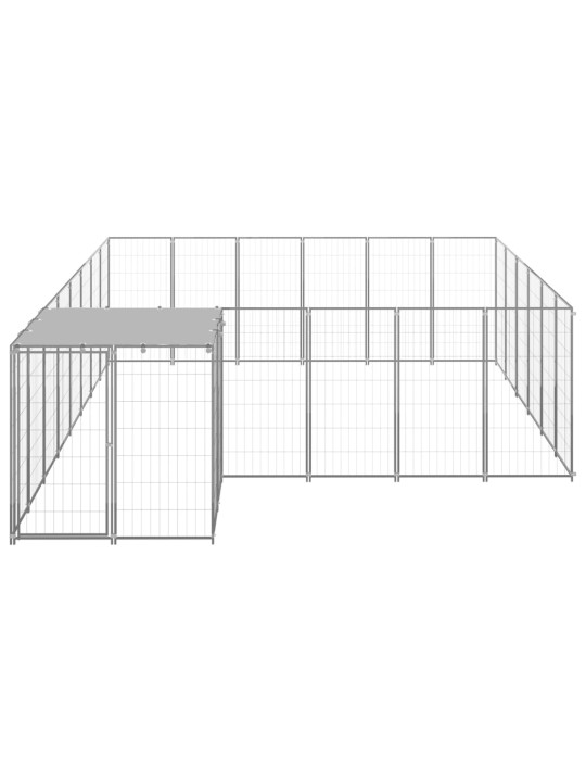 Suņu voljērs, 12,1 m², tērauds, sudraba krāsa