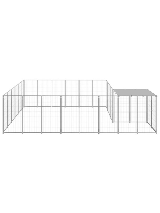 Suņu voljērs, 12,1 m², tērauds, sudraba krāsa