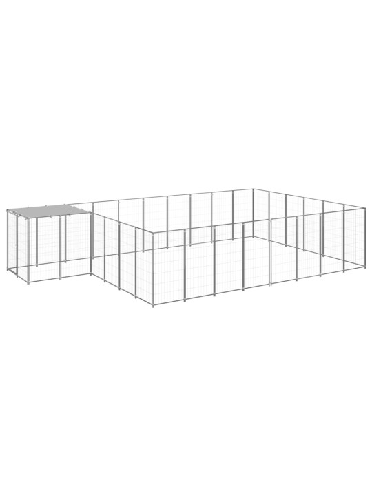 Suņu voljērs, 15,73 m², tērauds, sudraba krāsa