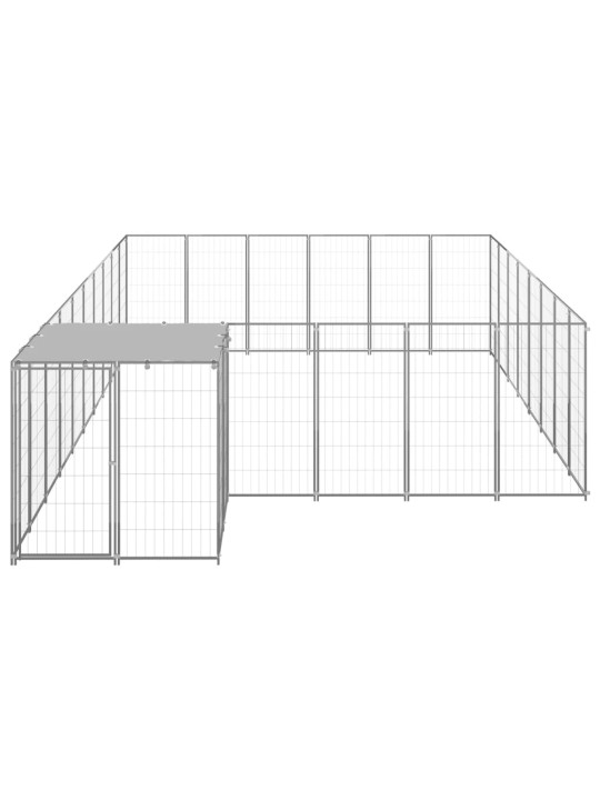 Suņu voljērs, 15,73 m², tērauds, sudraba krāsa