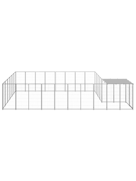 Suņu voljērs, 15,73 m², tērauds, sudraba krāsa