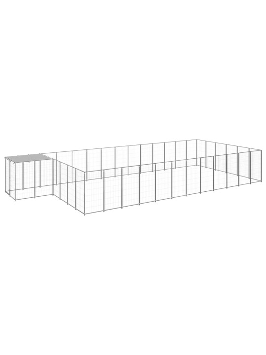Suņu voljērs, 22,99 m², tērauds, sudraba krāsa