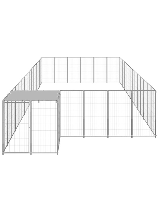 Suņu voljērs, 26,62 m², tērauds, sudraba krāsa