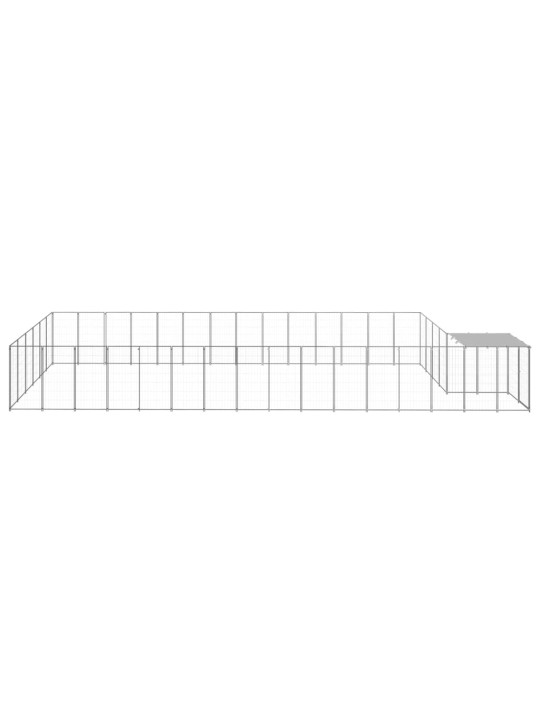 Suņu voljērs, 26,62 m², tērauds, sudraba krāsa