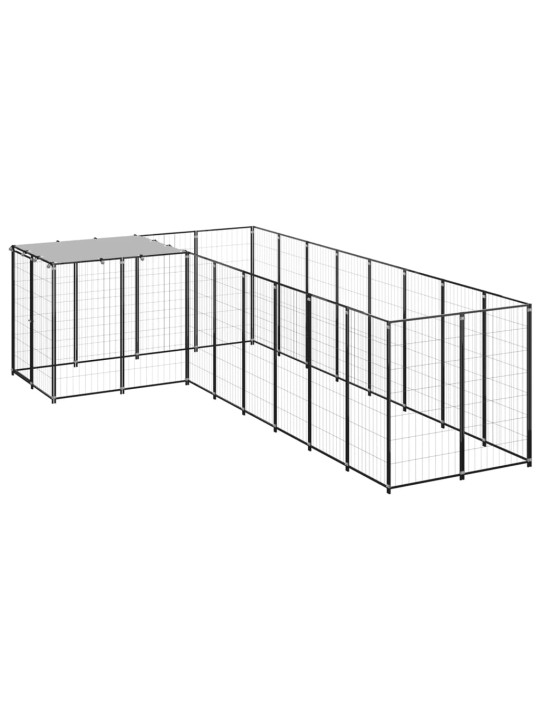 Suņu voljērs, melns, 6,05 m², tērauds
