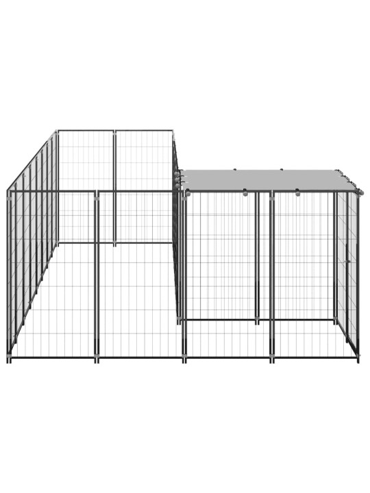 Suņu voljērs, melns, 6,05 m², tērauds
