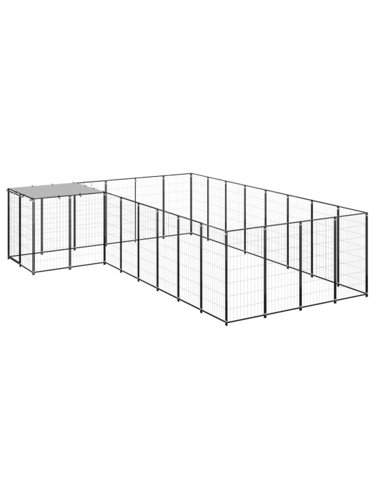 Suņu voljērs, 10,89 m², tērauds, melns