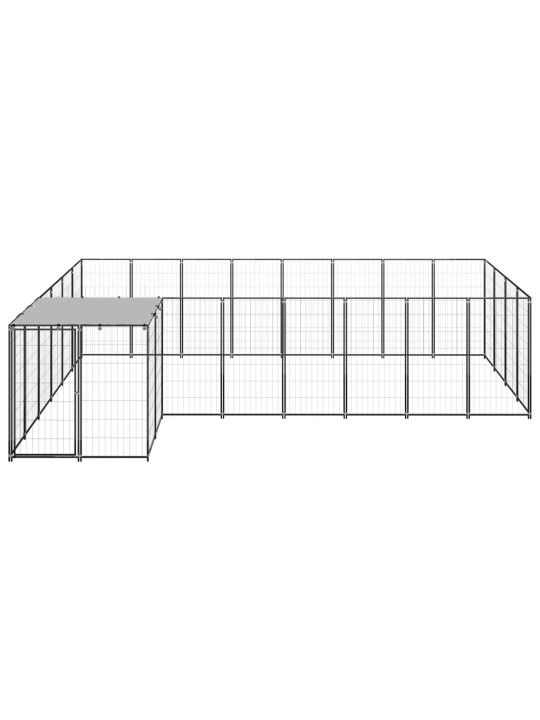 Suņu voljērs, 10,89 m², tērauds, melns