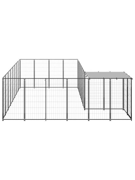 Suņu voljērs, 10,89 m², tērauds, melns
