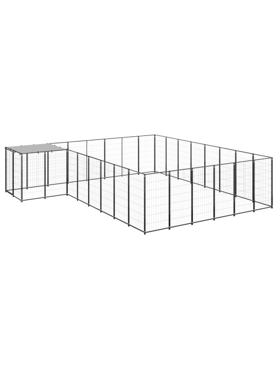 Suņu voljērs, 15,73 m², tērauds, melns
